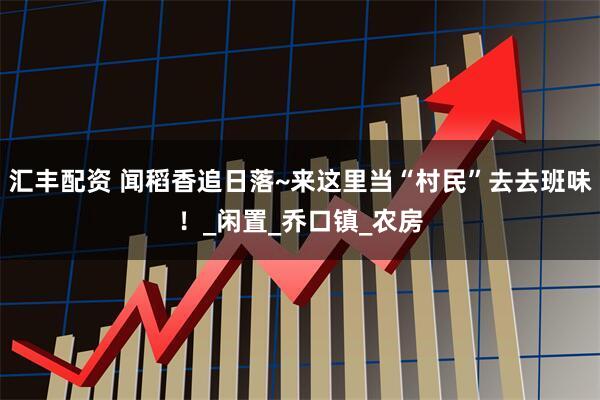 汇丰配资 闻稻香追日落~来这里当“村民”去去班味！_闲置_乔口镇_农房