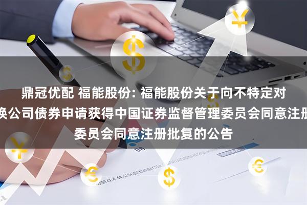 鼎冠优配 福能股份: 福能股份关于向不特定对象发行可转换公司债券申请获得中国证券监督管理委员会同意注册批复的公告